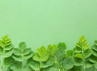 Green leaves background with copy space for text/design