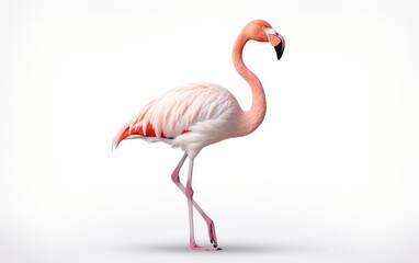 Flamingo bird Isolated on white background.