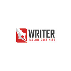 Writer pen logo flat vector design