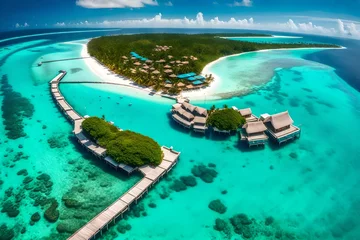 Cercles muraux Corail vert aerial view of a island in maldives aerial view of a island