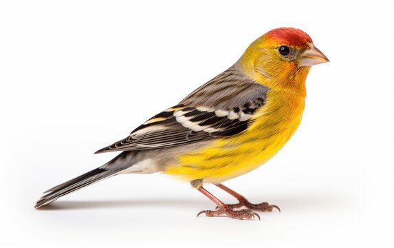 Finch bird Isolated on white background.