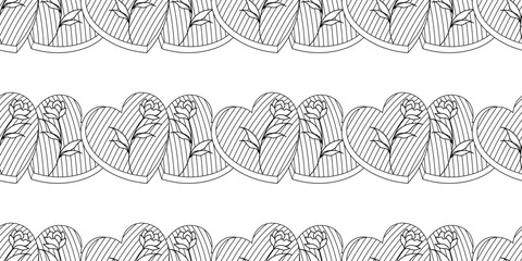 Seamless pattern of gift boxes. Hand drawn doodles for Christmas, New Year or birthday. Vector illustration.