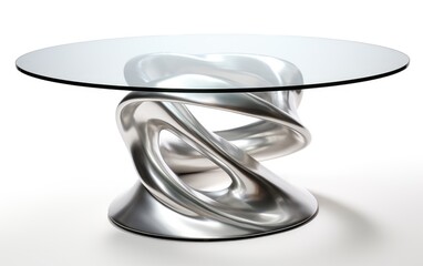 Circular Aluminum Table Isolated on white background.
