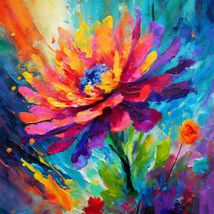 Colorful vibrant flowers exploding