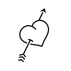 Cute heart, with, arrow, drawing love, valentine's day, symbol, sign, relationship