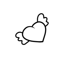 Heart with wings , Doodle cartoon illustration on white background illustration 