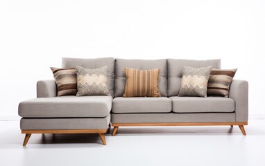 L Shape gray Sofa Set For Living Room, Modern gray L shape sofa Isolated on white background.