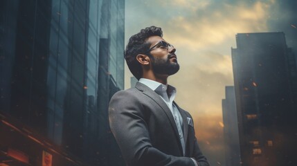 Corporate Perspective. Businessman in Suit Planning Future Ventures
