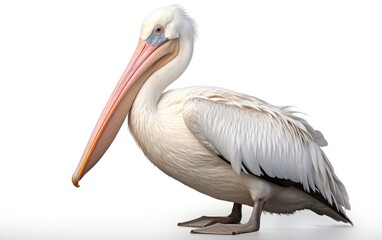 Pelican animal isolated on white background.