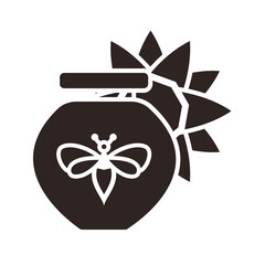 Honey Jar and Lotus Black Fill Icon
