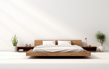Fototapeta na wymiar Platform bed, Floor bed, Platform storage bed isolated on white background.