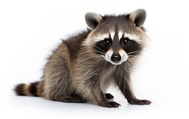 Raccoon isolated on white background.