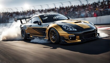 Obraz premium Sports car in a dynamic drifting action on a racetrack. Generative AI