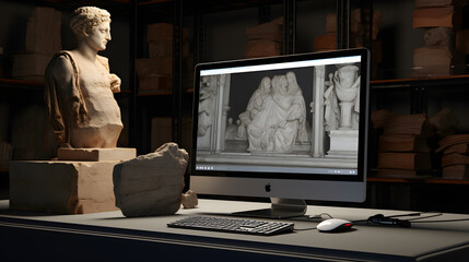 3D scanning of historical artifacts in a museum for digital preservation and online exhibitions.