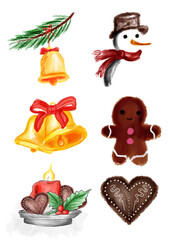 christmas decoration set on isolated background
