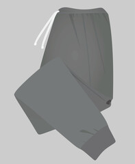 Grey tracksuit bottom folded. vector