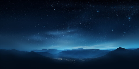 magic glowing stars and clouds on night sky empty background