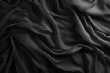 Black crumpled fabric folds background. Black history month concept. - obrazy, fototapety, plakaty