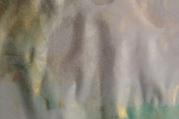 Wet watercolor paper texture light and shadow painting wall. Abstract gold nacre and beige marble...