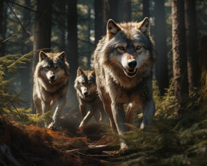 Wolf Rudel im Wald