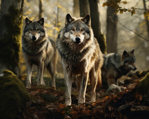 Wolf Rudel im Wald