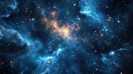 An abstract cosmos background featuring nebulae and galaxies in space, presenting a captivating and otherworldly scene. - obrazy, fototapety, plakaty