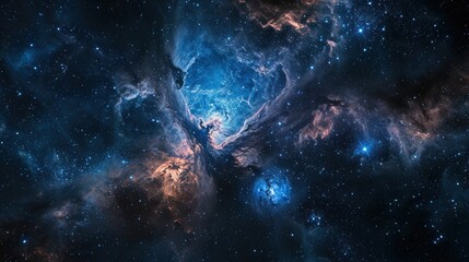 An abstract cosmos background featuring nebulae and galaxies in space, presenting a captivating and otherworldly scene.