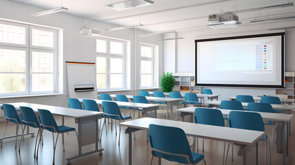 Modern classroom equipped with interactive smart boards and digital learning tools for enhanced education.