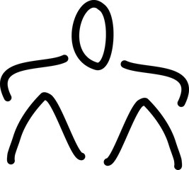 Handgezeichnete Figur, Strichfigur, Strichm&auml;nnchen -  Zeichnung zeigt eine sitzende Person. 
