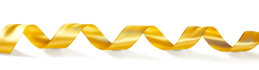 Golden ribbon isolated on white transparent background, png. Gold ribbon satin bow color scroll
 - obrazy, fototapety, plakaty
