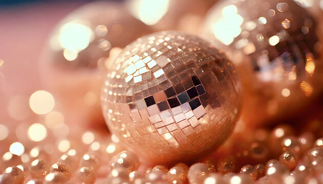 discokugel, hintergrund, close up, farbe, des jahres, 2024, makro, glamour, glitter, glas, Peach, fuzz, pastell, 