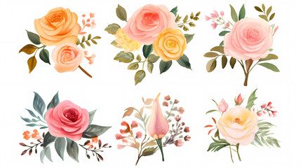 Floral frame with watercolor flowers, decorative flower background pattern, watercolor floral border background