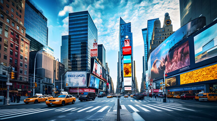 State-of-the-art digital billboard in Times Square displaying high-definition advertisements and news.