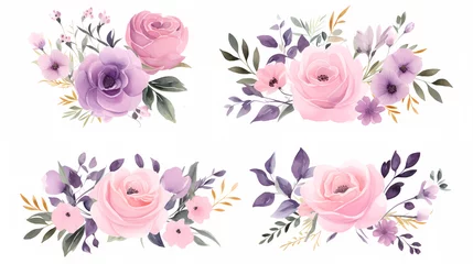 Raamstickers Bloemen Floral frame with watercolor flowers, decorative flower background pattern, watercolor floral border background