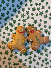 New Year cookies in various shapes and colours.