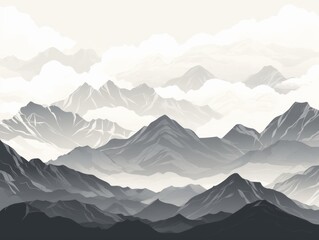 Mountain landscape in the clouds. illustration. Eps 10. Generative AI