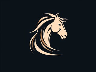Horse head logo template vector icon illustration design isolated on black background Generative AI