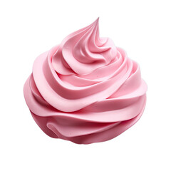 Pink whipped cream isolated on transparent background.