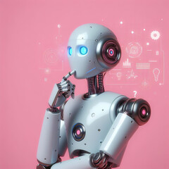 Naklejka premium Artificial intelligence, 3d rendering android robot thinking and analyzing 