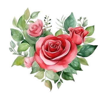 rose flower in heart love symbol for valentine day holiday card decor 
