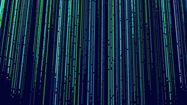 glow particles form lines. Info concept lines, ai construction light grid. Lines form hologram. Vj loop abstract sci-fi bg. Hi-tech info technology background with parallel lines.