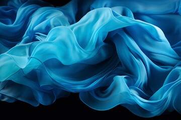 Blue silk on a black background | Blue satin on a black background