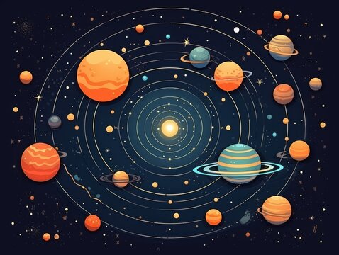 Solar system. Solar system. Planets in space. illustration Generative AI