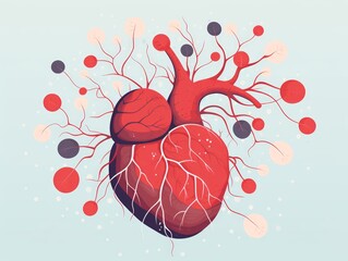 Human heart. illustration in flat style. Health care concept. Generative AI