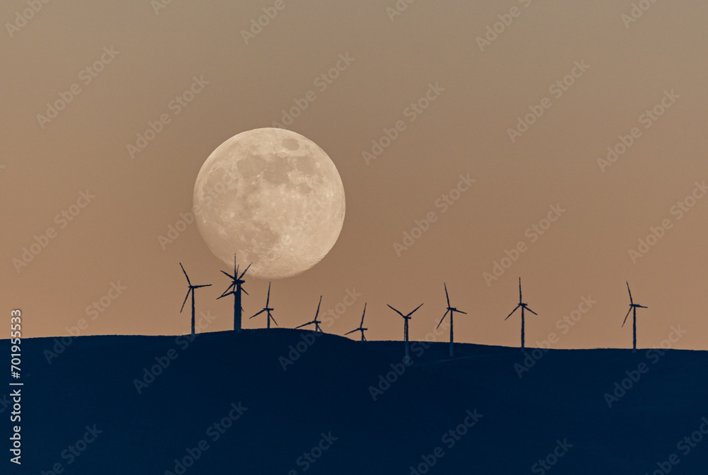 Wall mural full moon in different compositions with multiple exposure