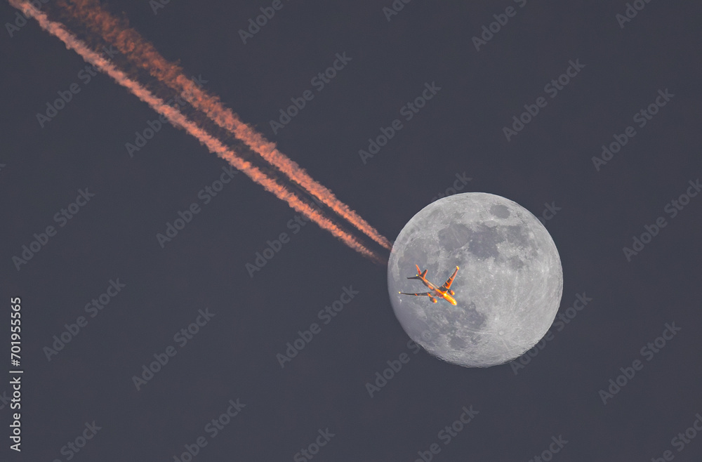 Wall mural full moon in different compositions with multiple exposure
