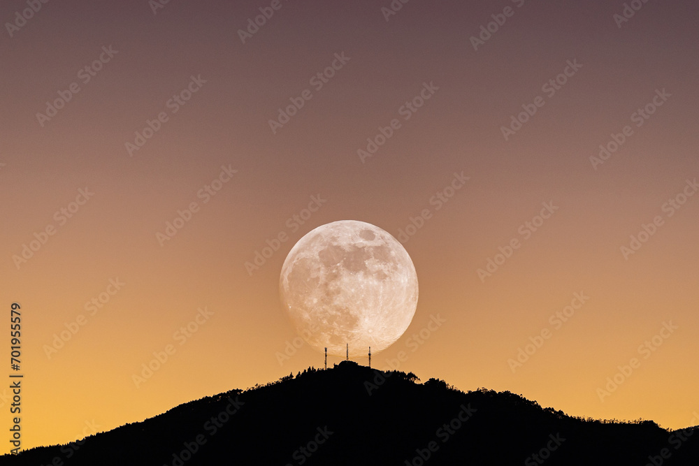 Wall mural full moon in different compositions with multiple exposure