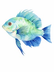 Vibrant Watercolor Illustration of an Oscar Fish AI Generated