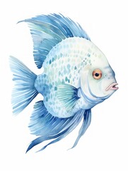 Vibrant Watercolor Illustration of an Oscar Fish AI Generated