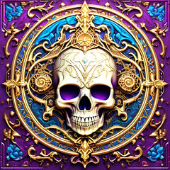 Skull-Decorated Grimoire 해골장식 마도서Generative AI